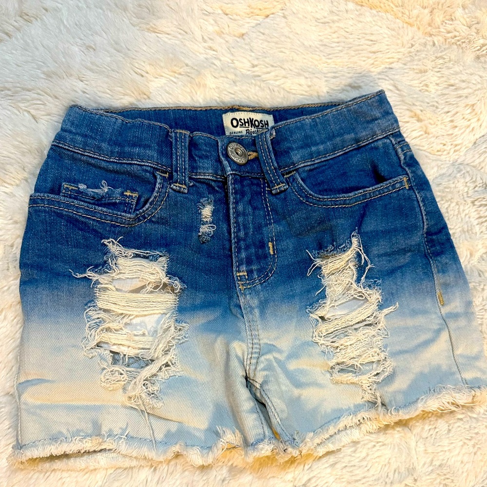 KIDS distressed reworked ombré jeans shorts